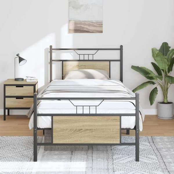 vidaXL Sengeramme uten madrass sonoma eik 90x190 cm konstruert tre