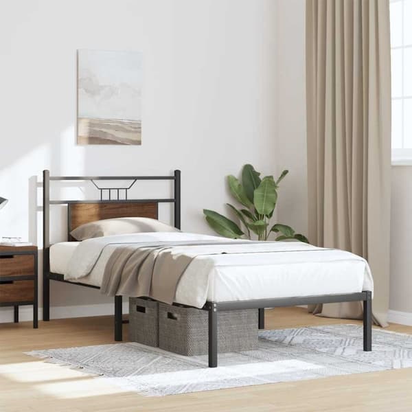 vidaXL Sengeramme uten madrass brun eik 90x200 cm konstruert tre