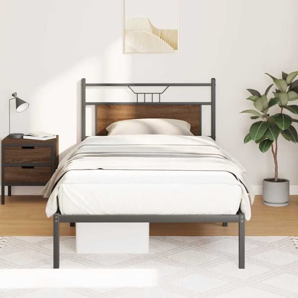 vidaXL Sengeramme uten madrass brun eik 100x200 cm konstruert tre