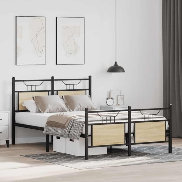 vidaXL Sengeramme uten madrass sonoma eik 120x200 cm konstruert tre