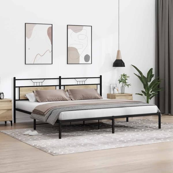 vidaXL Sengeramme uten madrass sonoma eik 200x200 cm konstruert tre