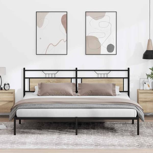 vidaXL Sengeramme uten madrass sonoma eik 200x200 cm konstruert tre