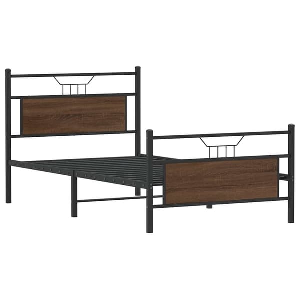 vidaXL Sängynrunko ilman patjaa ruskea tammi 107x203 cm tekninen puu