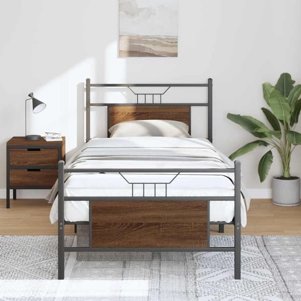 vidaXL Sengeramme uten madrass brun eik 80x200 cm konstruert tre