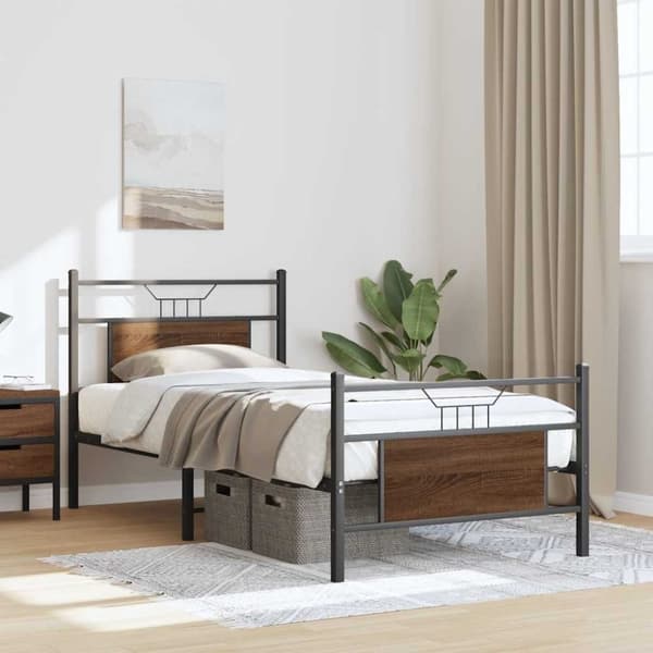 vidaXL Sengeramme uten madrass brun eik 80x200 cm konstruert tre