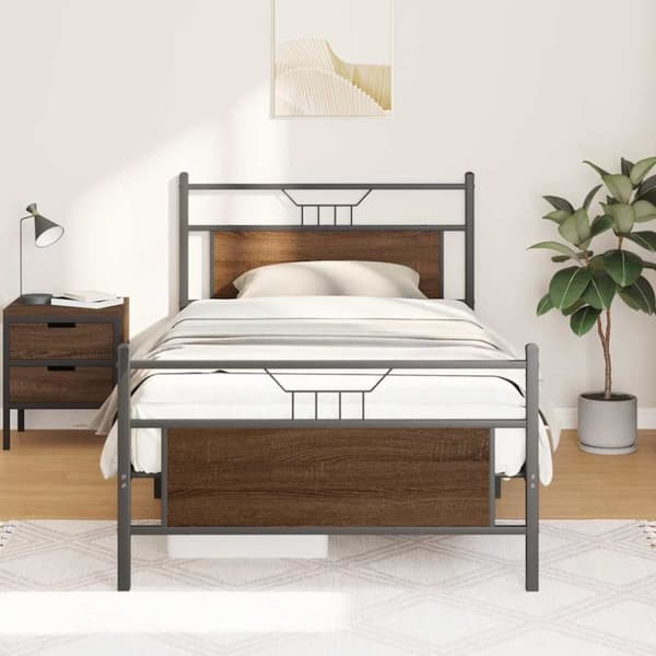 vidaXL sengeramme 100x200 cm uden madras konstrueret træ brunt eg