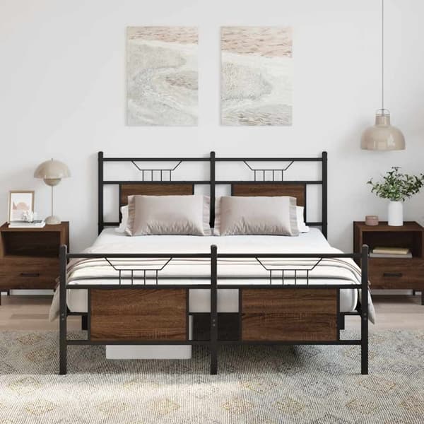 vidaXL sengeramme 140x190 cm uden madras konstrueret træ brunt eg