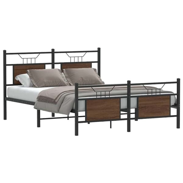 vidaXL sengeramme 140x190 cm uden madras konstrueret træ brunt eg