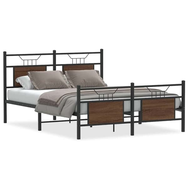 vidaXL sengeramme 140x190 cm uden madras konstrueret træ brunt eg