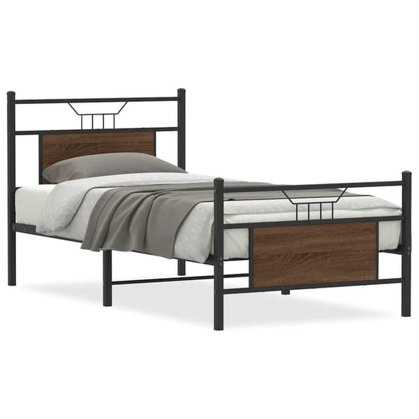 vidaXL sengeramme 90x190 cm uden madras konstrueret træ brunt eg