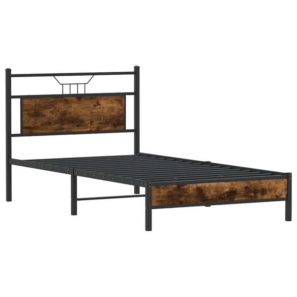 vidaXL Sengeramme uten madrass røkt eik 100x190 cm konstruert tre