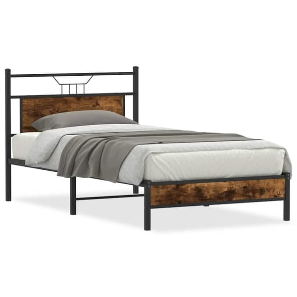 vidaXL Sengeramme uten madrass røkt eik 100x190 cm konstruert tre