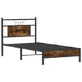 Miniatyrbilde 6 av 11: vidaXL Sengeramme uten madrass røkt eik 90x200 cm konstruert tre