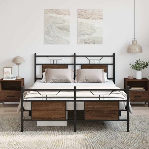 vidaXL Sengeramme uten madrass brun eik 140x200 cm konstruert tre