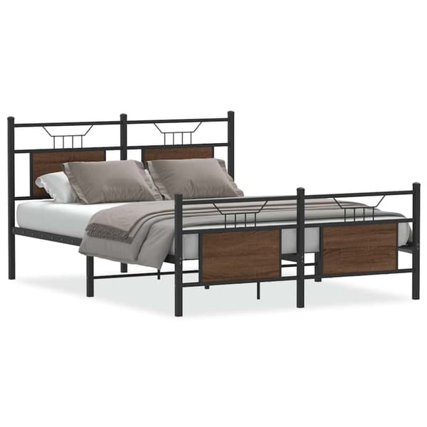 vidaXL Sängram utan madrass brun ek 137x190 cm konstruerad trä