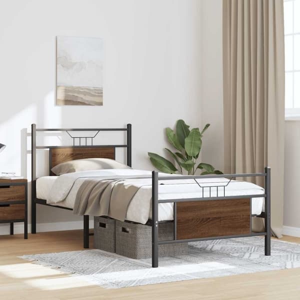 vidaXL Sengeramme uten madrass brun eik 90x200 cm konstruert tre