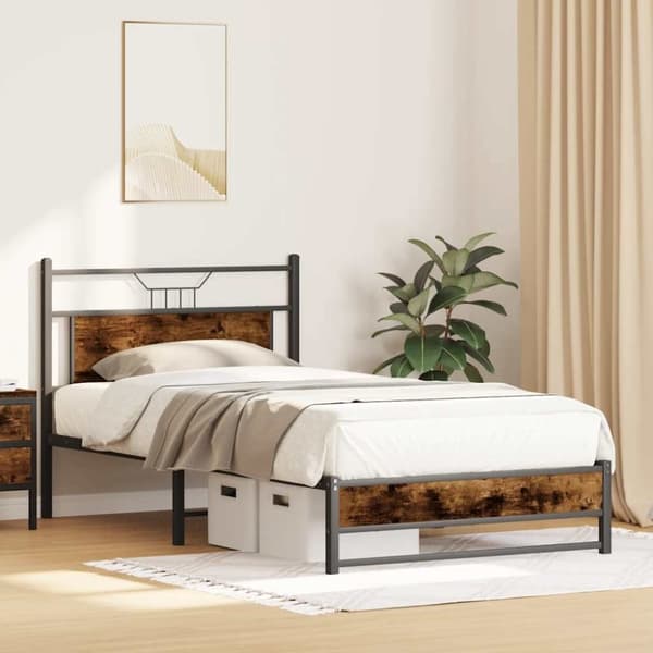 vidaXL Sängynrunko ilman patjaa savutammi 107x203 cm tekninen puu