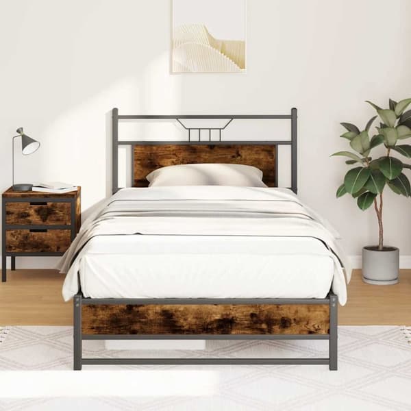 vidaXL Sängynrunko ilman patjaa savutammi 107x203 cm tekninen puu