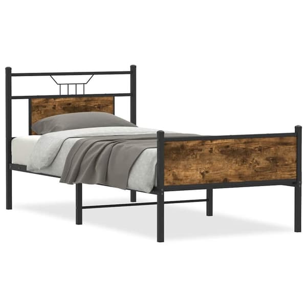 vidaXL Sängynrunko ilman patjaa savutammi 75x190 cm tekninen puu