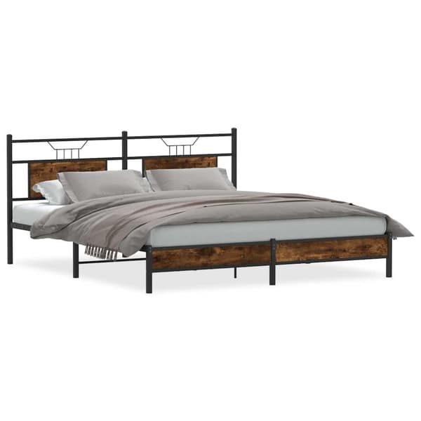vidaXL Sengeramme uten madrass røkt eik 160x200 cm konstruert tre