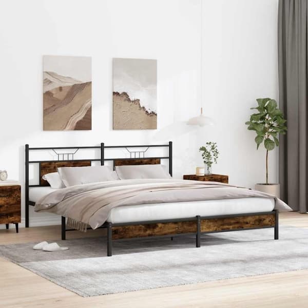 vidaXL Sängynrunko ilman patjaa savutammi 183x203 cm tekninen puu