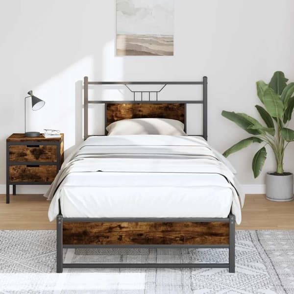 vidaXL Sängynrunko ilman patjaa savutammi 80x200 cm tekninen puu
