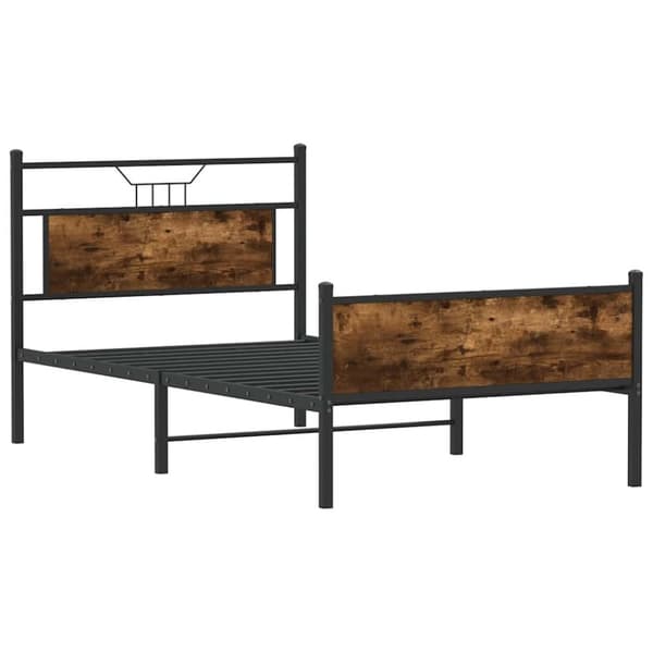 vidaXL sengeramme uden madras 107x203 cm konstrueret træ røget eg