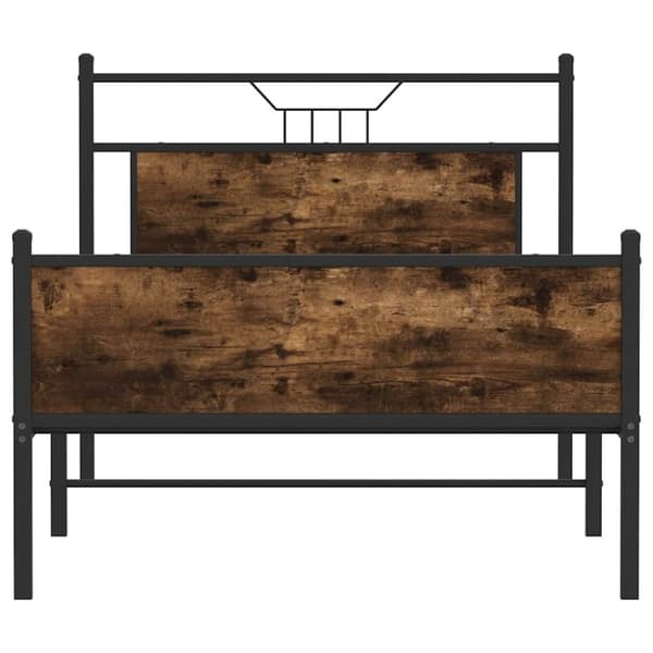 vidaXL sengeramme uden madras 107x203 cm konstrueret træ røget eg