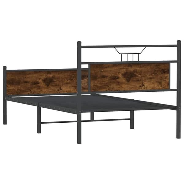 vidaXL sengeramme uden madras 107x203 cm konstrueret træ røget eg