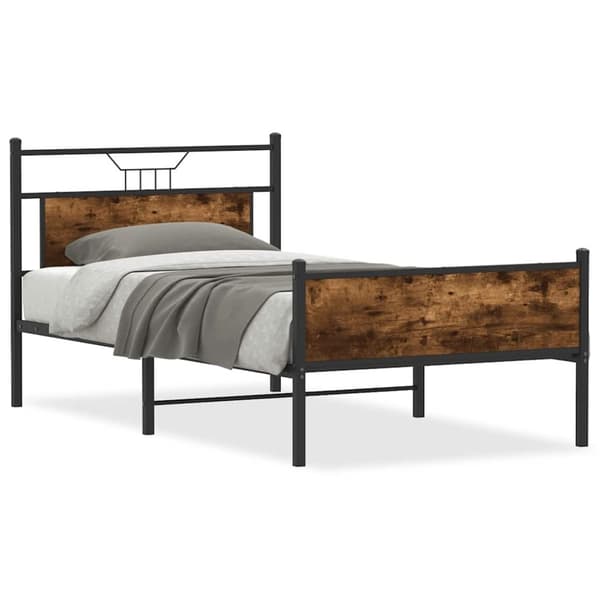 vidaXL sengeramme uden madras 107x203 cm konstrueret træ røget eg