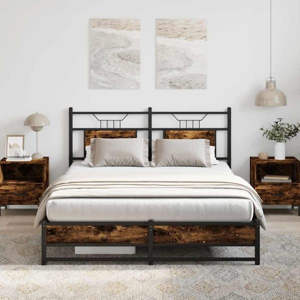 vidaXL sengeramme 137x190 cm uden madras konstrueret træ røget eg