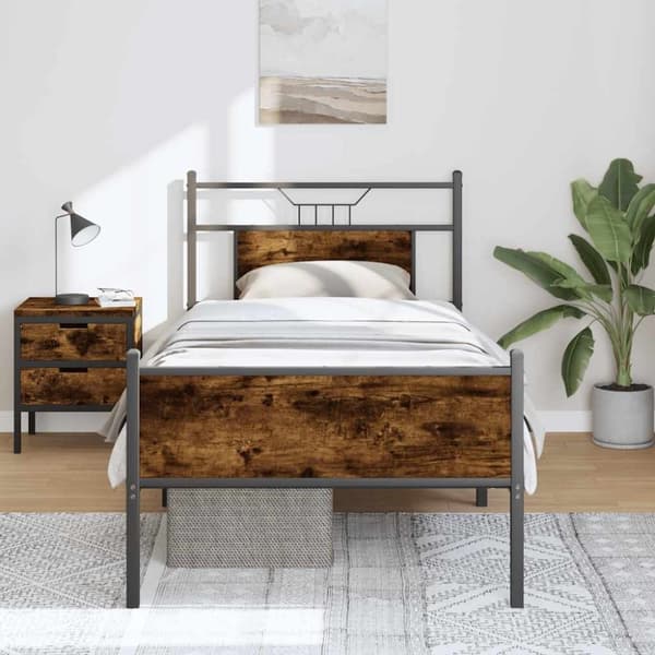 vidaXL Sängynrunko ilman patjaa savutammi 90x200 cm tekninen puu
