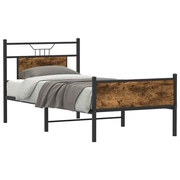 vidaXL Sängynrunko ilman patjaa savutammi 90x200 cm tekninen puu