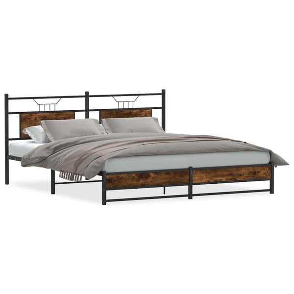 vidaXL sengeramme uden madras 160x200 cm konstrueret træ røget eg