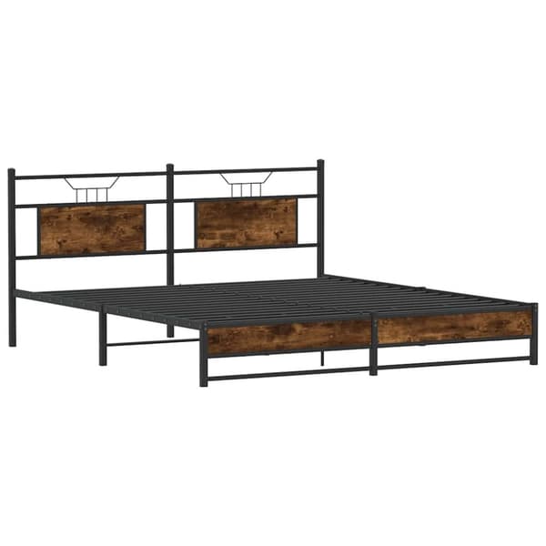 vidaXL sengeramme uden madras 160x200 cm konstrueret træ røget eg