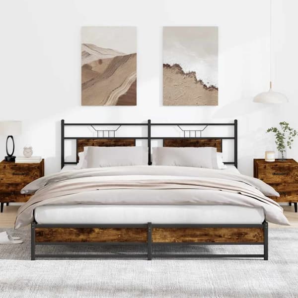 vidaXL sengeramme uden madras 160x200 cm konstrueret træ røget eg