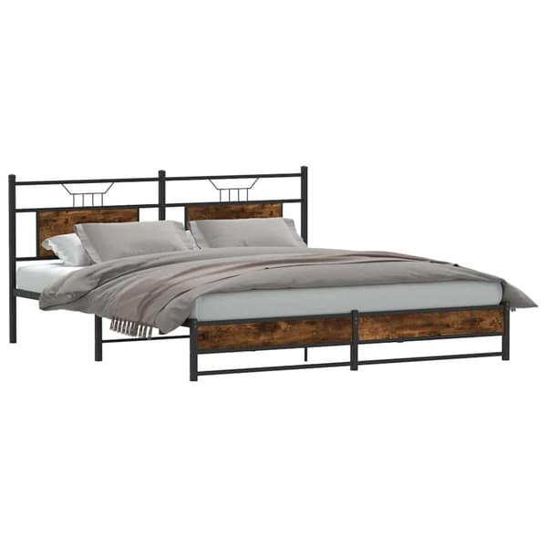 vidaXL sengeramme uden madras 160x200 cm konstrueret træ røget eg
