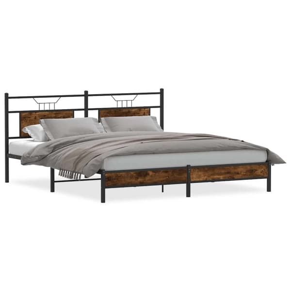 vidaXL Sengeramme uten madrass røkt eik 183x213 cm konstruert tre