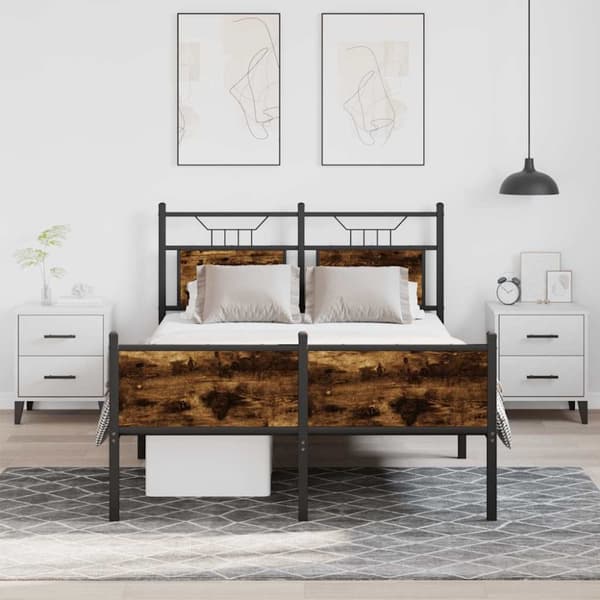 vidaXL Sengeramme uten madrass røkt eik 120x190 cm konstruert tre