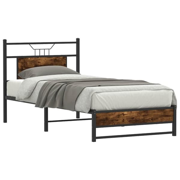 vidaXL Sengeramme uten madrass røkt eik 90x190 cm konstruert tre