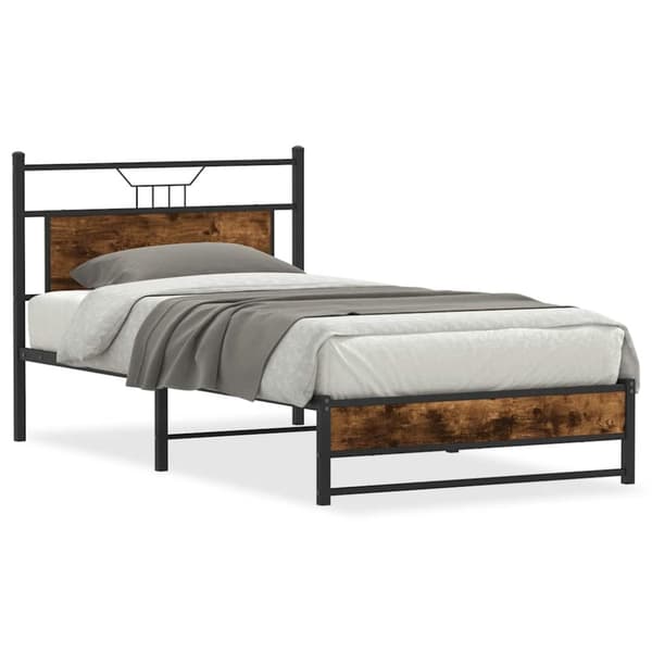 vidaXL Sengeramme uten madrass røkt eik 100x190 cm konstruert tre