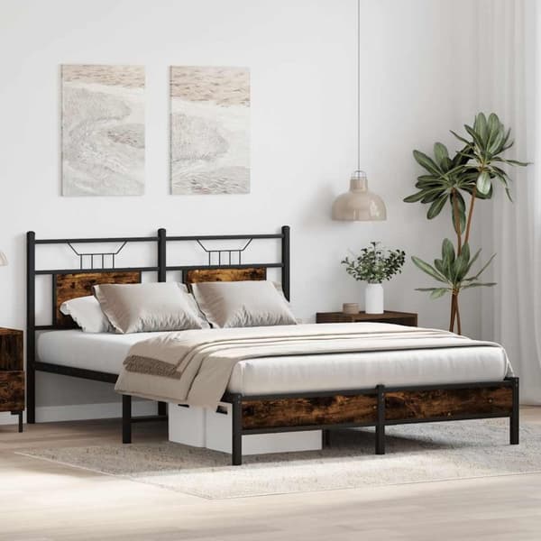 vidaXL Sengeramme uten madrass røkt eik 140x190 cm konstruert tre