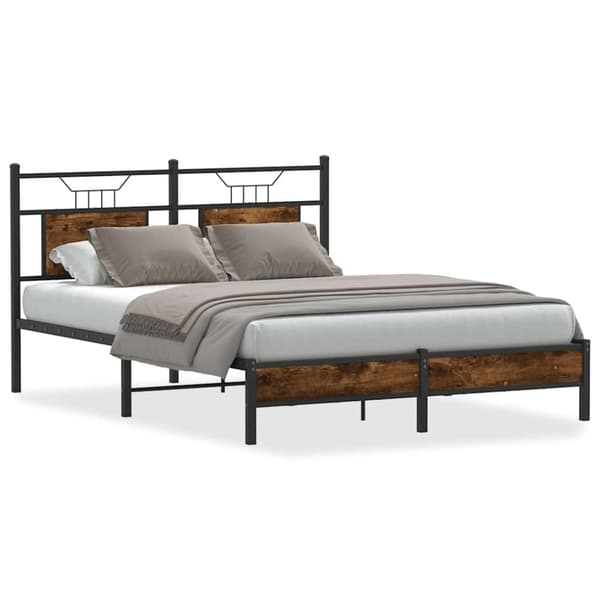 vidaXL Sengeramme uten madrass røkt eik 140x190 cm konstruert tre