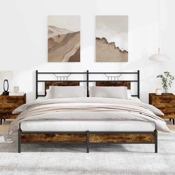 vidaXL Sängram utan madrass rökt ek 183x203 cm konstruerat trä