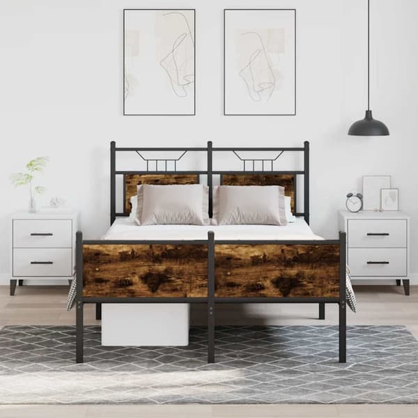 vidaXL Sängynrunko ilman patjaa savutammi 120x200 cm tekninen puu