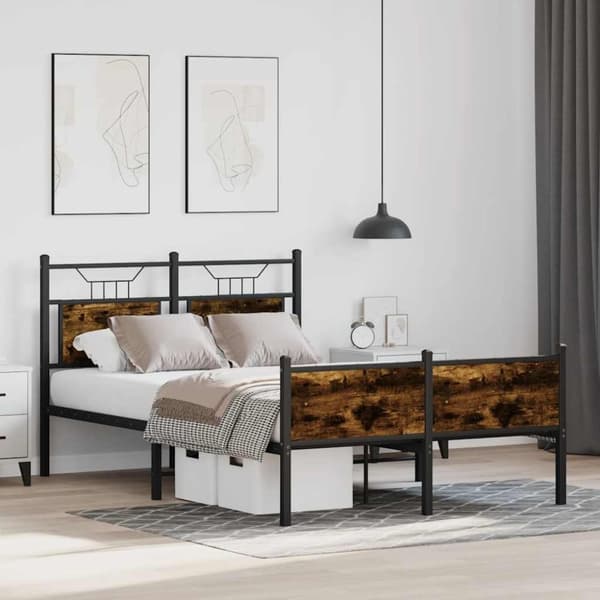 vidaXL Sängynrunko ilman patjaa savutammi 120x200 cm tekninen puu