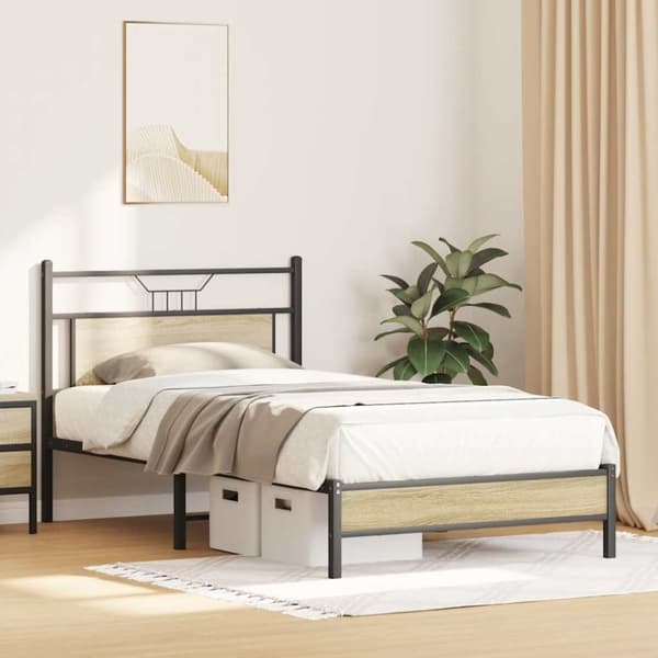 vidaXL Sengeramme uten madrass sonoma eik 107x203 cm konstruert tre