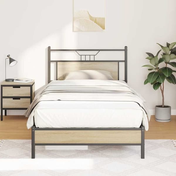 vidaXL Sengeramme uten madrass sonoma eik 107x203 cm konstruert tre