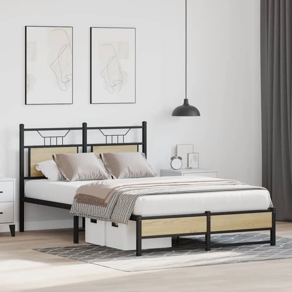 vidaXL Sengeramme uten madrass sonoma eik 120x190 cm konstruert tre