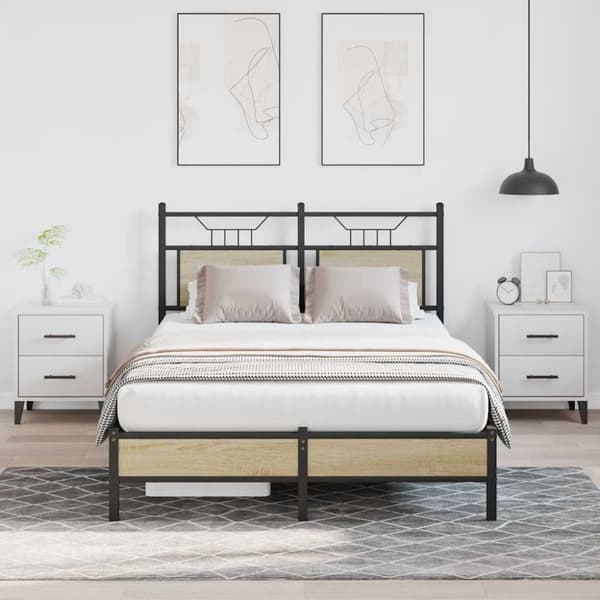 vidaXL Sengeramme uten madrass sonoma eik 120x190 cm konstruert tre